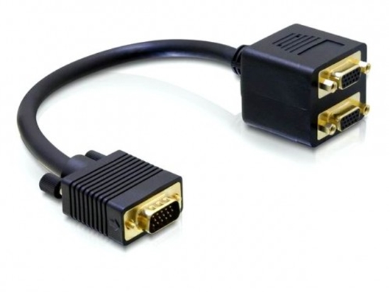 Изображение Delock Adapter VGA male to 2x VGA female, black