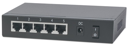 Picture of Intellinet 5-Port Gigabit Switch with PoE Passthrough, 4 x PSE PoE ports, 1 x PD PoE port, IEEE 802.3at/af Power-over-Ethernet (PoE+/PoE), IEEE 802.3az Energy Efficient Ethernet, Desktop