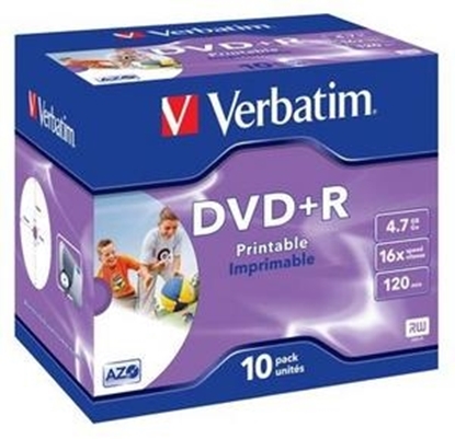 Attēls no Matricas DVD+R AZO Verbatim 4.7GB 16x Printable ID Branded, 10 Pack Jewel