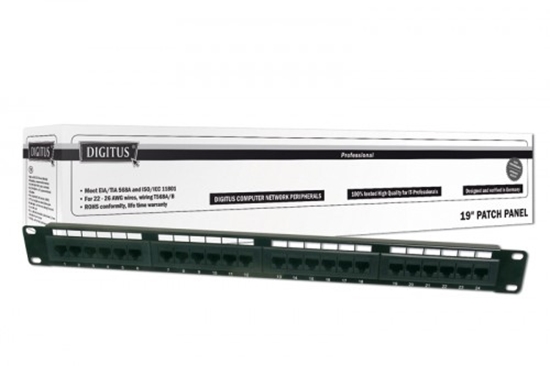 Изображение DIGITUS Patchpanel   1HE 24-Port Cat5e  ungeschirmt schwarz