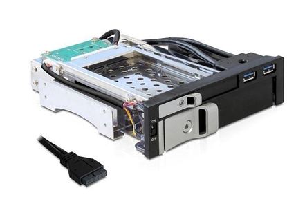 Attēls no Delock 5.25 Mobile Rack for 1 x 2.5 + 1 x 3.5 SATA HDD + 2 x USB 3.0 ports