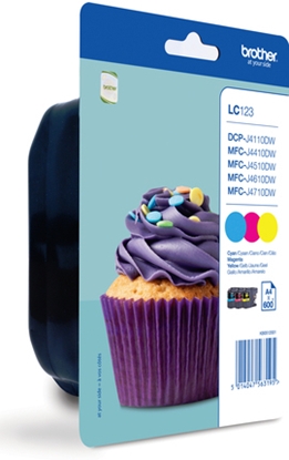 Изображение Brother LC123RBWBP ink cartridge 3 pc(s) Original Cyan, Magenta, Yellow