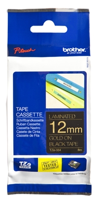 Attēls no Brother labelling tape TZE-334 black/gold 12 mm
