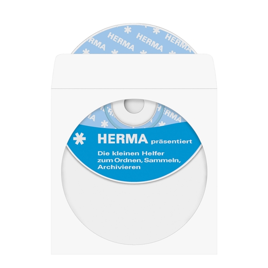 Picture of Herma CD/DVD Sleeves     124x124 100 pcs white self-adhesive 1140