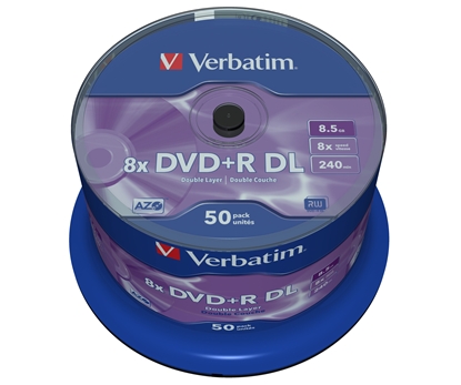 Attēls no 1x50 Verbatim DVD+R Double Layer 8x Speed, 8,5GB matt silver