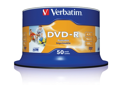 Attēls no 1x50 Verbatim DVD-R 4,7GB 16x Speed, photo printable
