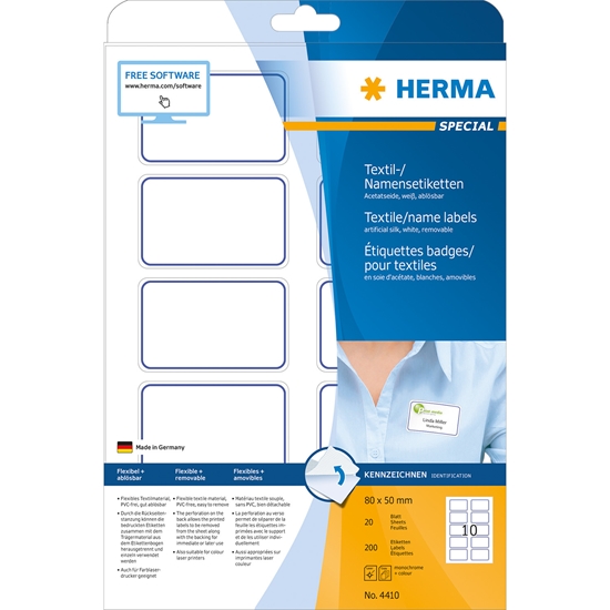 Изображение HERMA 4410 self-adhesive label Blue,White Rounded rectangle Removable 200 pc(s)