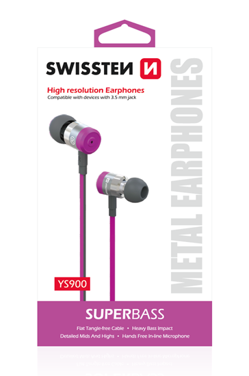 Picture of Swissten SuperBass Earbuds Metal YS900 Stereo Headset With Microphone 3,5mm / 1.2m