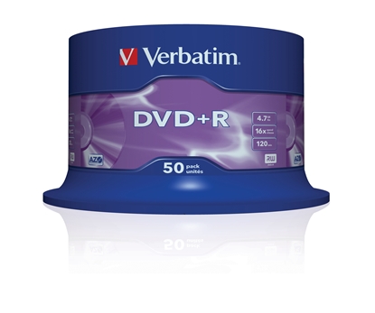 Attēls no 1x50 Verbatim DVD+R 4,7GB 16x Speed, matt silver
