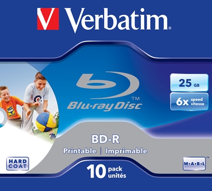 Attēls no 1x10 Verbatim BD-R Blu-Ray 25GB 6x Speed, printable, Jewel Case