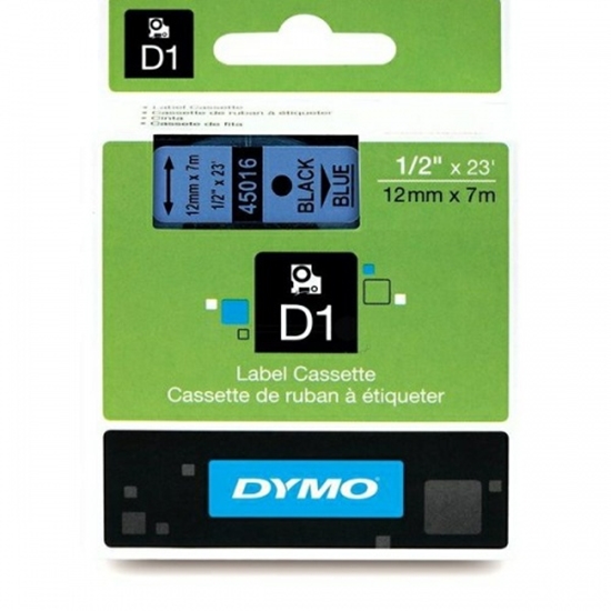 Picture of Dymo D1 12mm Black/Blue labels 45016