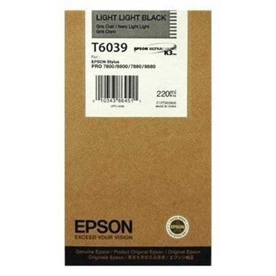 Изображение Epson ink cartridge light light black  T 603  220 ml      T 6039