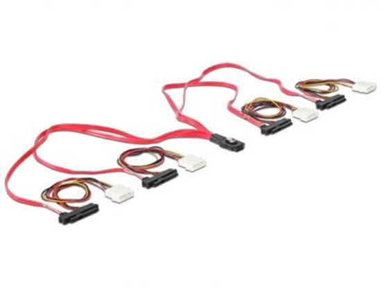 Picture of Delock Cable mini SAS SFF-8087 > 4 x SAS SFF-8482 + power 50 cm