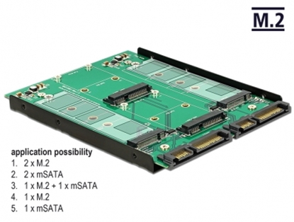 Изображение Delock 3.5″ Converter 2 x SATA 22 pin > Dualport 2 x M.2 / 2 x mSATA