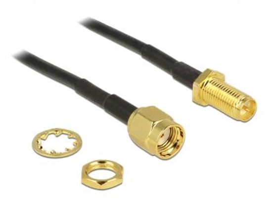 Изображение Delock Antenna Cable RP-SMA Plug  RP-SMA Jack Bulkhead 200 mm