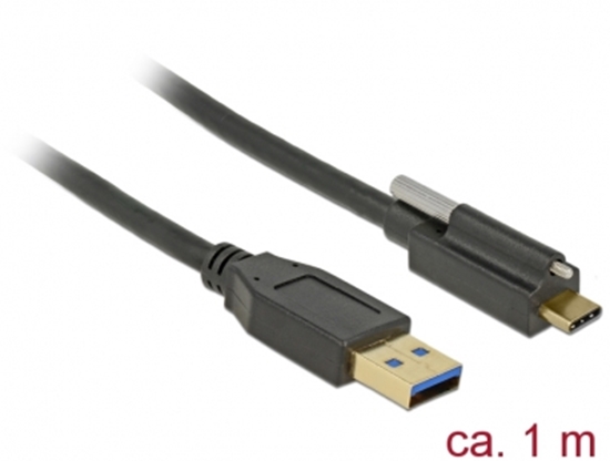 Picture of Delock Cable SuperSpeed USB 10 Gbps (USB 3.1 Gen 2) Type-A male > USB Type-C™ male with screw on top 1 m black