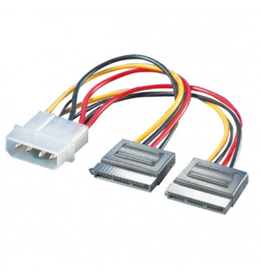 Изображение ROLINE Internal Y-Power Cable, 4-Pin HDD to 2x SATA 0.12 m