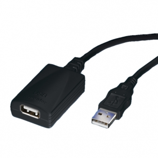 Изображение ROLINE USB 2.0 Extension Cable, 1 Port, black, 5.0 m