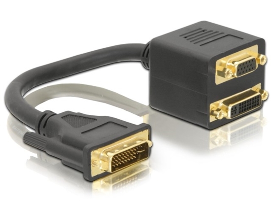 Picture of Delock Adapter DVI-I (Dual Link) male to DVI-I (Dual Link) and VGA female