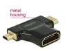 Picture of Delock Adapter High Speed HDMI with Ethernet â HDMI-A female  HDMI Mini-C male + Micro-D male black