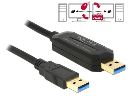 Attēls no Delock Cable Data Link + KM Switch USB 3.0 Type A male  USB 3.0 Type A male 1.5 m