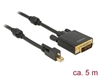 Picture of Delock Cable mini Displayport 1.2 male with screw > DVI male 4K 30 Hz Active 5 m black