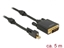 Picture of Delock Cable mini Displayport 1.2 male with screw > DVI male 4K 30 Hz Active 5 m black