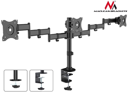 Attēls no Uchwyt biurkowy na 3 monitory LCD podwójne ramiona MC-691 13"-27" 8kg