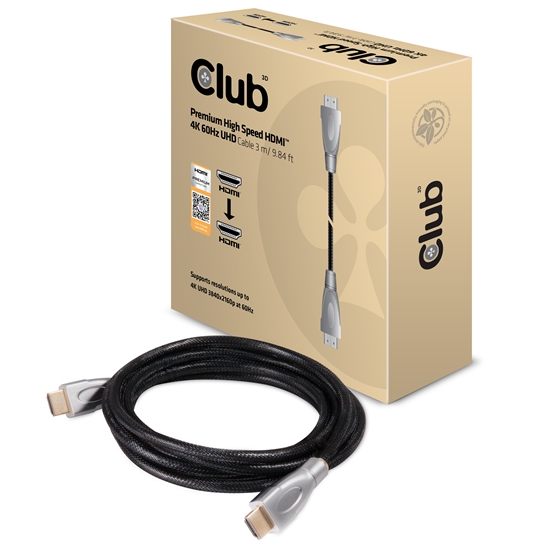 Picture of CLUB3D HDMI 2.0 Cable 3Meter UHD 4K/60Hz 18Gbps Certified Premium High Speed