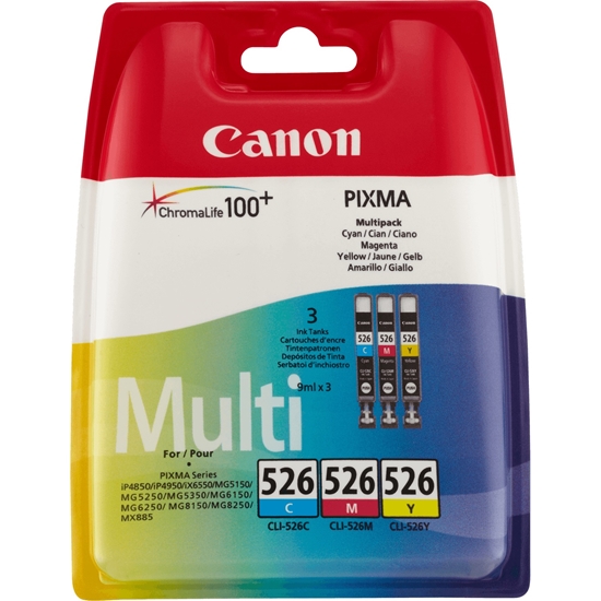 Изображение Canon CLI-526 C/M/Y ink cartridge 3 pc(s) Original Cyan, Magenta, Yellow