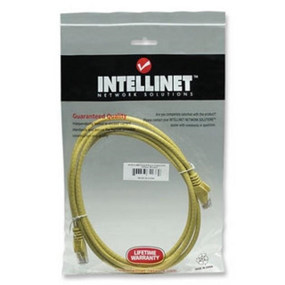 Attēls no Intellinet Network Patch Cable, Cat6, 1m, Yellow, CCA, U/UTP, PVC, RJ45, Gold Plated Contacts, Snagless, Booted, Lifetime Warranty, Polybag