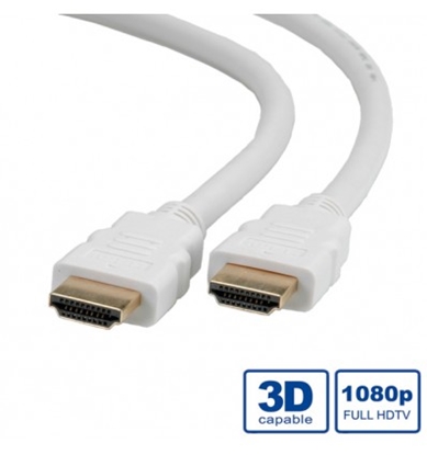 Attēls no ROLINE HDMI High Speed Cable + Ethernet, M/M, white, 2 m