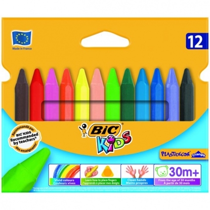 Attēls no BIC Wax Crayons Plastidecor Triangle 12 colours 000789