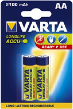 Attēls no 1x2 Varta Rechargeable Accu AA Ready2Use NiMH 2100 mAh Mignon