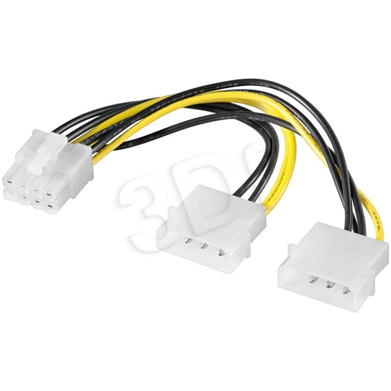 Изображение Akyga Molex x2 - PCIe 8-pin, 0.15m, Żółty (AK-CA-29)