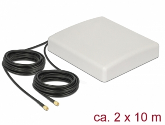 Picture of Delock LTE MIMO Antenna 2 x SMA Plug 8 dBi directional with connection cable RG-58 10 m white outdoor