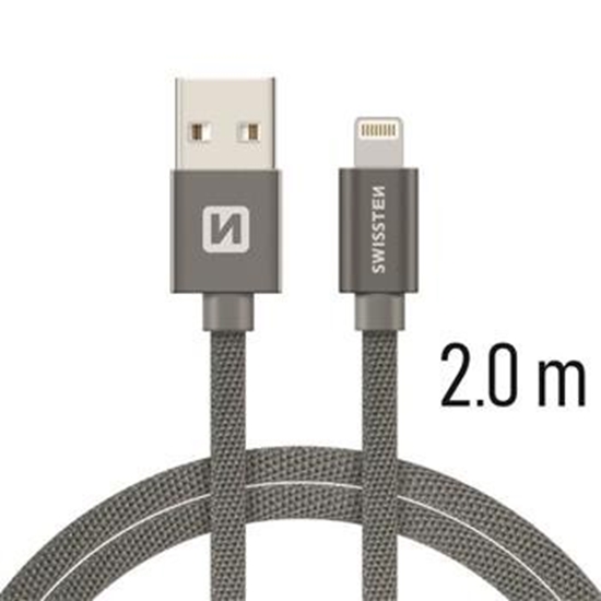Picture of Swissten Textile Fast Charge 3A Lightning Data and Charging Cable 2m