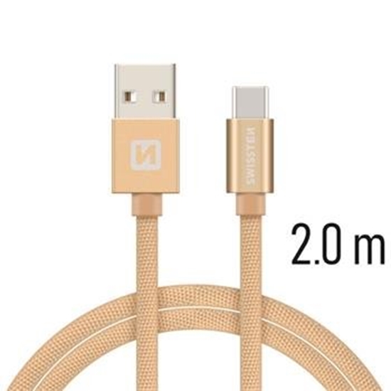 Picture of Kabel USB Swissten Universalus kabelis Swissten Textile USB-C 3.1, 2.0 m, auksinės spalvos