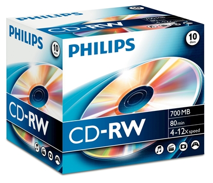 Attēls no 1x10 Philips CD-RW 80Min 700MB 4-12x JC