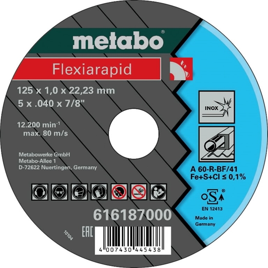 Изображение Griezējdisks Flexiarapid Inox 125x1mm,,,,,, Metabo