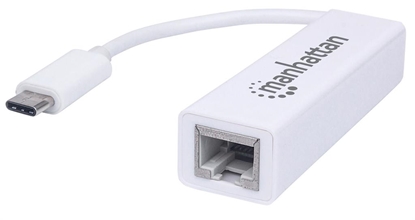 Attēls no Manhattan USB-C to Gigabit (10/100/1000 Mbps) Network Adapter, White, Equivalent to US1GC30W, supports up to 2 Gbps full-duplex transfer speed, RJ45, Three Year Warranty, Blister