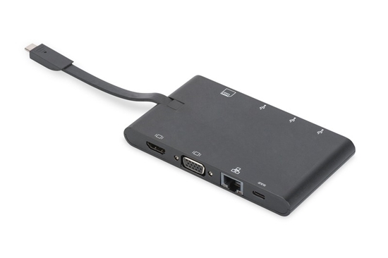 Picture of DIGITUS Dockingstation USB3.0/C  9xBu Universal Travel sw