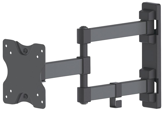 Изображение Manhattan TV & Monitor Mount, Wall, Full Motion, 1 screen, Screen Sizes: 13-27", Black, VESA 75x75 to 100x100mm, 20kg, Tilt & Swivel with 3 Pivots, Lifetime Warranty