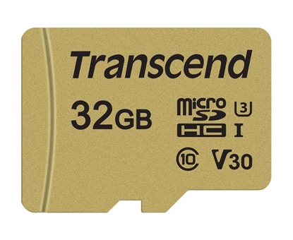 Attēls no Transcend microSDHC 500S    32GB Class 10 UHS-I U3 V30 + Adapter
