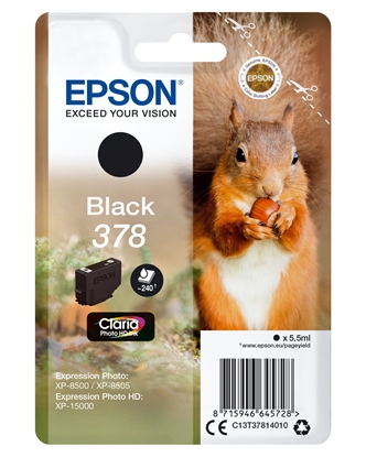 Picture of Epson Squirrel Singlepack Black 378 Claria Photo HD Ink