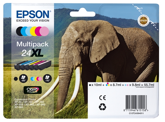 Изображение Epson Elephant Multipack 6-colours 24XL Claria Photo HD Ink