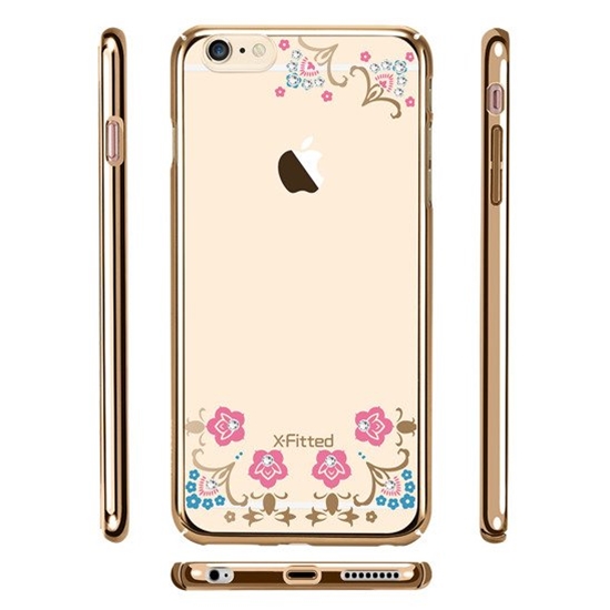 Picture of X-Fitted Plastic Case With Swarovski Crystals for Apple iPhone 6 / 6S Gold / Lucky Flower
