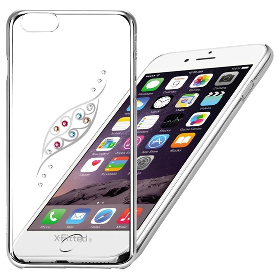 Изображение X-Fitted Plastic Case With Swarovski Crystals for Apple iPhone 6 / 6S Silver / Graceful Leaf