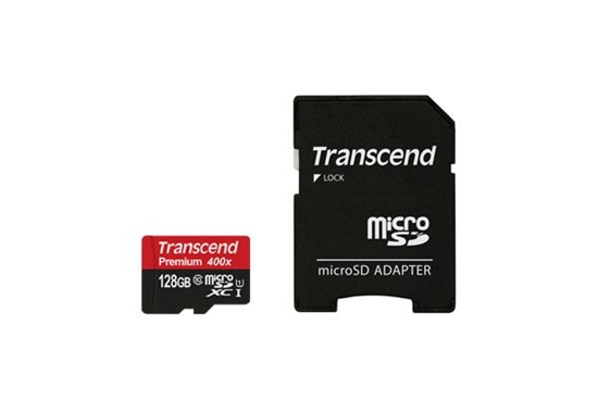 Изображение Transcend microSDXC        128GB Class 10 UHS-I 400x + SD Adapter