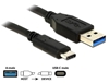 Picture of Delock Cable SuperSpeed USB 10 Gbps (USB 3.1 Gen 2) Type-A male > USB Type-C™ male 1 m black